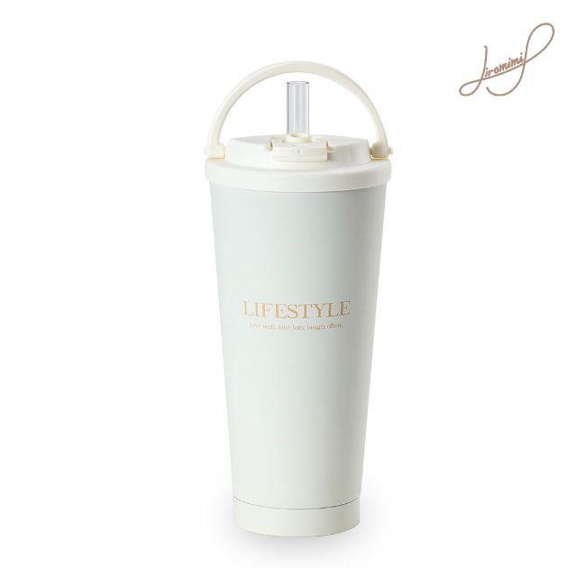 手提內瓷不鏽鋼吸管杯750ml (附TRITAN吸管)