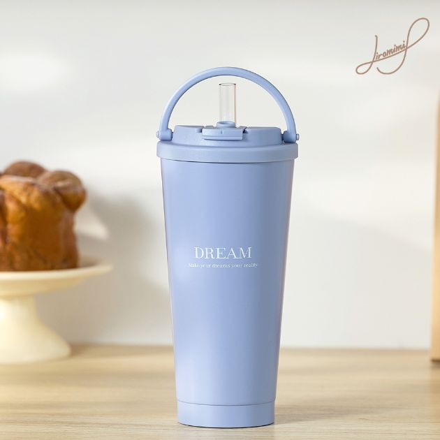 手提內瓷不鏽鋼吸管杯750ml (附TRITAN吸管)