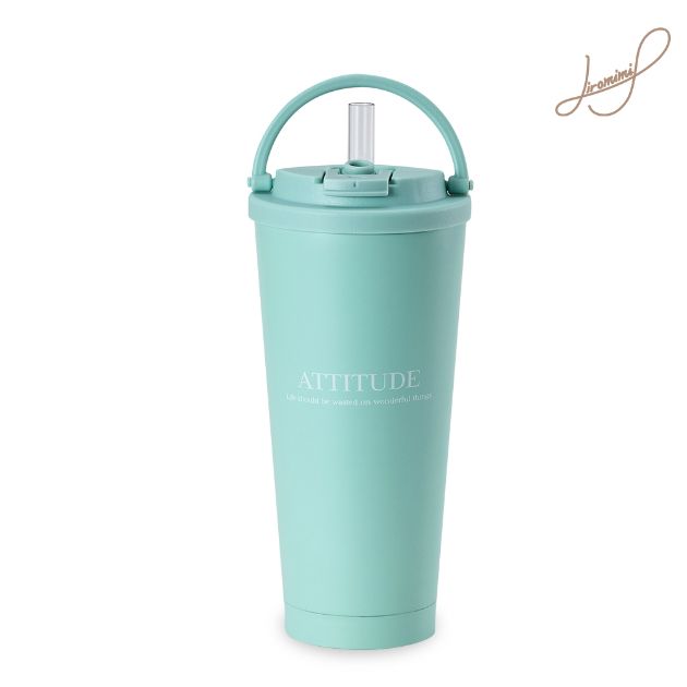 手提內瓷不鏽鋼吸管杯750ml (附TRITAN吸管)