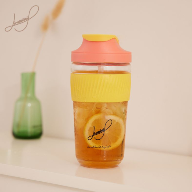 雙飲口玻璃隨行杯550ml